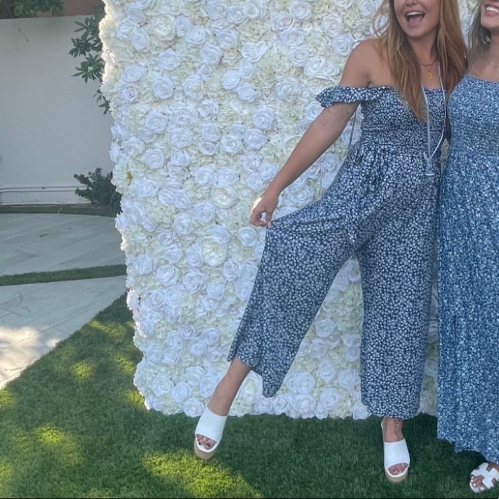 Blue Floral Tie Romper / Jumpsuit